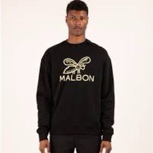 Malbon Black Crewneck Sweater with Gold Logo
